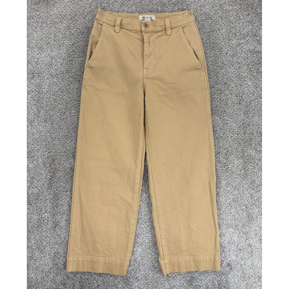 Madewell Perfect Vintage Wide Leg Pant Womens 26 Khaki Desert Dune Quiet Luxury